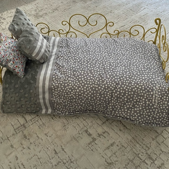 Handmade reversibly minky doll bedding set - Picture 1 of 10